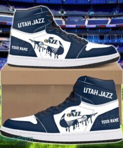 Utah Jazz Air Jordan 1 Shoes Sport Hightop Sneakers For Men And Women Custom Name