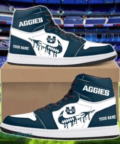 Utah State Aggies Air Jordan 1 Shoes Sport Hightop Sneakers For Men And Women Custom Name