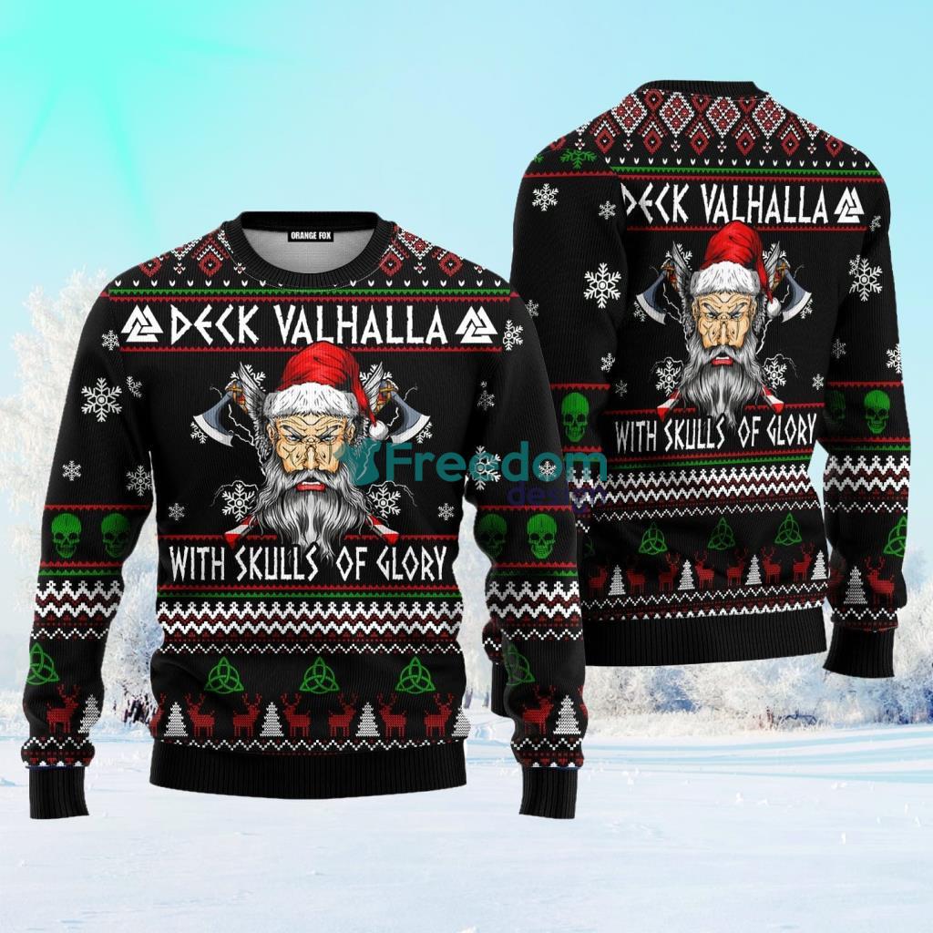 Viking Deck Vahalla Ugly Christmas Sweater For Men And Women image Viking Deck Vahalla Ugly Christmas Sweater For Men And Women Product Photo 1