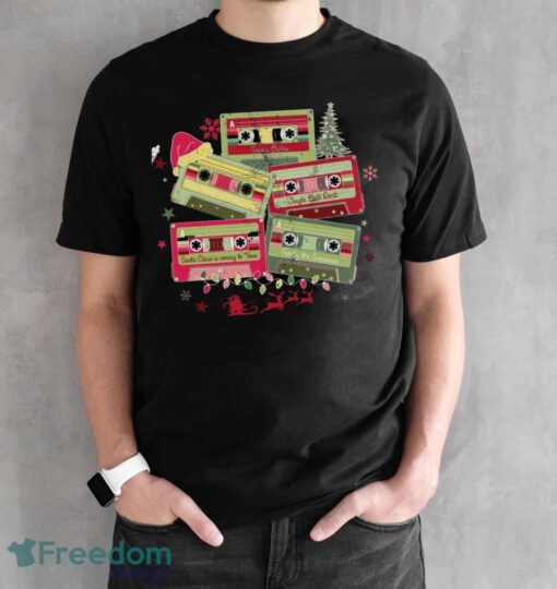 Vintage Christmas Cassette Tapes Shirt, Christmas Music Shirt - Black Unisex T-Shirt