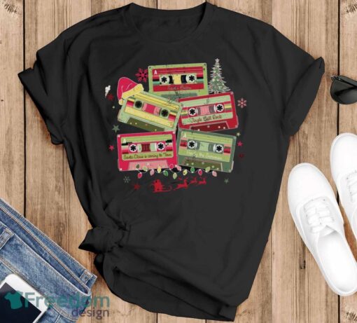 Vintage Christmas Cassette Tapes Shirt, Christmas Music Shirt - Black T-Shirt