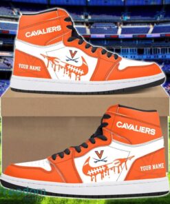 Virginia Cavaliers Air Jordan 1 Shoes Sport Hightop Sneakers For Men And Women Custom Name Product Photo 1