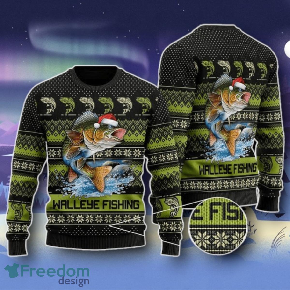 Walleye Fishing Ugly Christmas Sweater Unique Gift image Walleye Fishing Ugly Christmas Sweater Unique Gift Product Photo 1