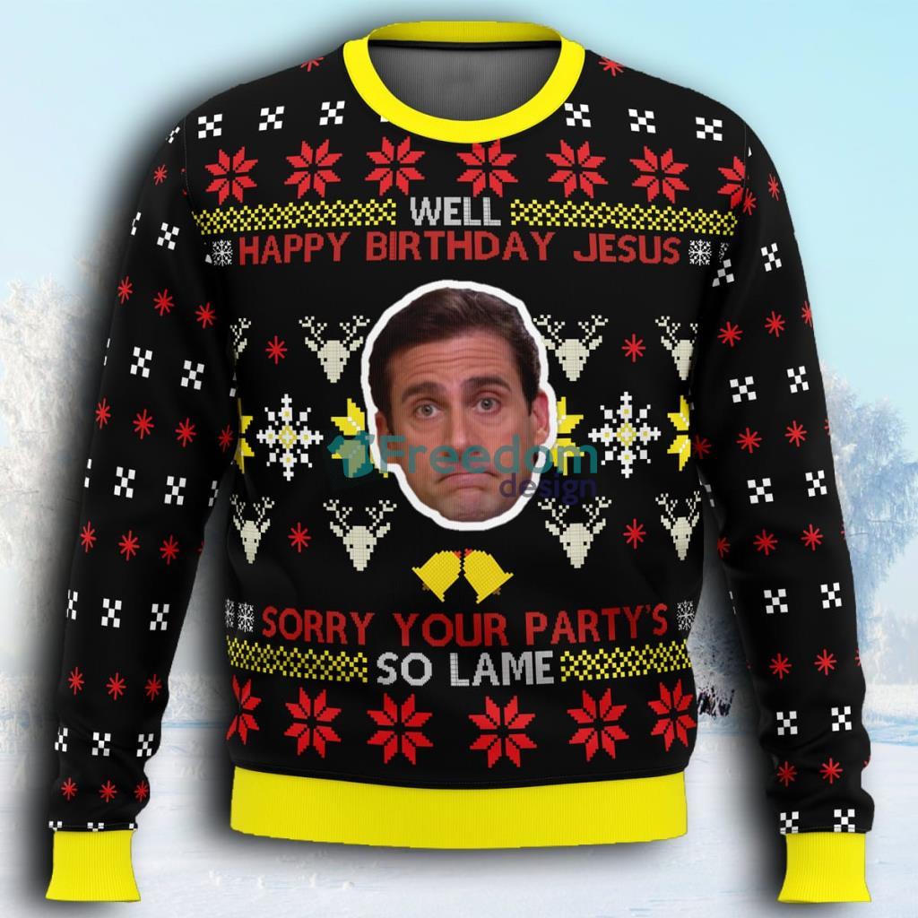 Well Happy Birthday Jesus The Office Ugly Christmas Sweaters 3D Super Hot image Well Happy Birthday Jesus The Office Ugly Christmas Sweaters 3D Super Hot Product Photo 1