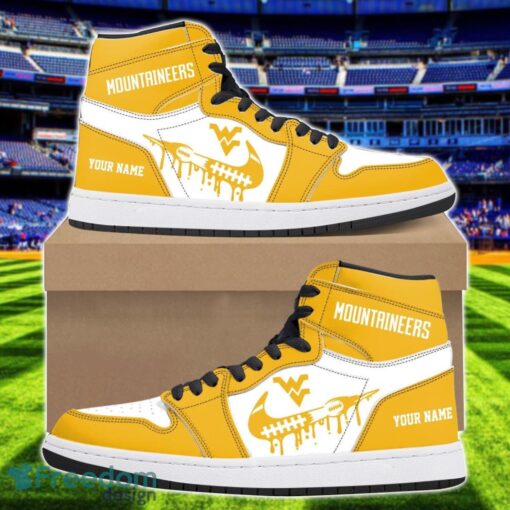 West Virginia Mountaineers Air Jordan 1 Shoes Sport Hightop Sneakers For Men And Women Custom Name Product Photo 1