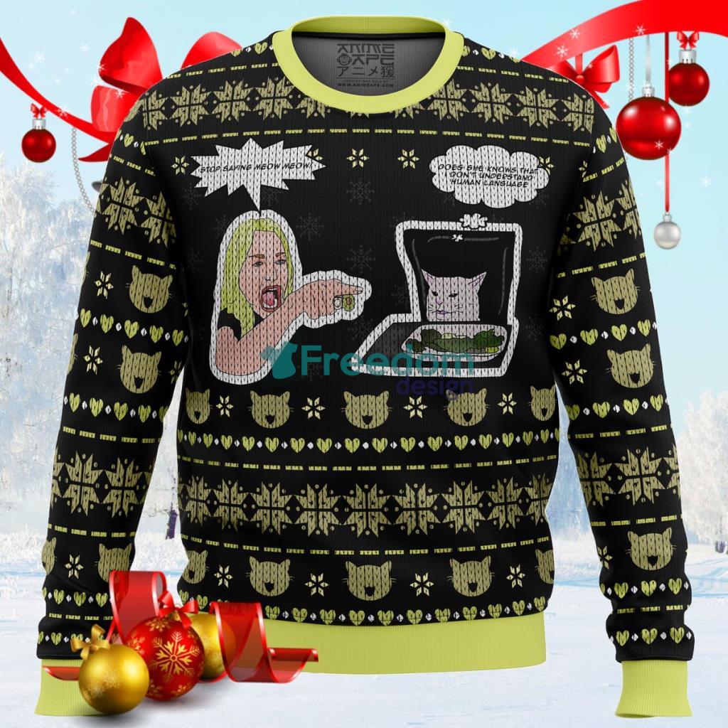 Woman Yelling At Cat Meme Ugly Christmas Sweater, Meaningful Christmas Gift image Woman Yelling At Cat Meme Ugly Christmas Sweater, Meaningful Christmas Gift Product Photo 1