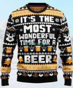 Wonderful Time For A Beer Ugly Christmas Sweater For Men And Women