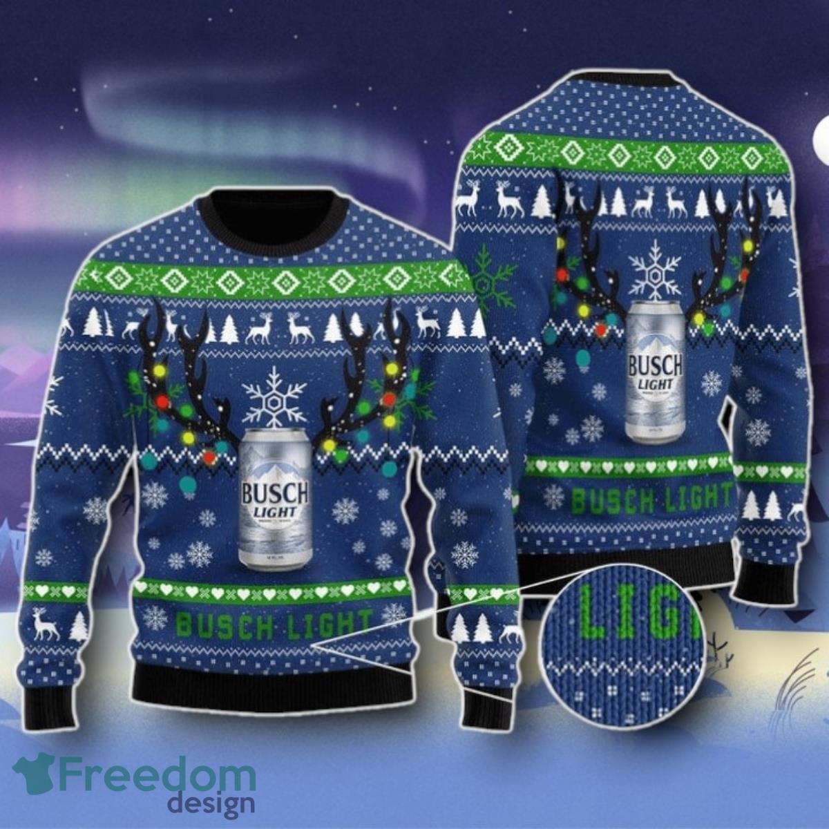 Xmas Deer Busch Light Ugly Ugly Christmas Sweater Unique Gift image Xmas Deer Busch Light Ugly Ugly Christmas Sweater Unique Gift Product Photo 1