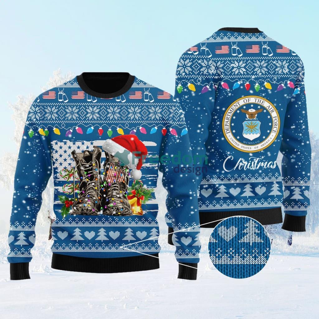 Xmas Santa Military Boots Veteran US Air Force Ugly Sweater Knitting Gift For Christmas image Xmas Santa Military Boots Veteran US Air Force Ugly Sweater Knitting Gift For Christmas Product Photo 1