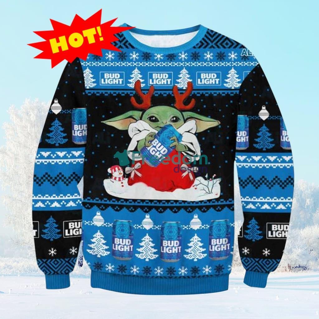 Yoda Bud Light Ugly Christmas Sweater Gift For Men And Women image Yoda Bud Light Ugly Christmas Sweater Gift For Men And Women Product Photo 1