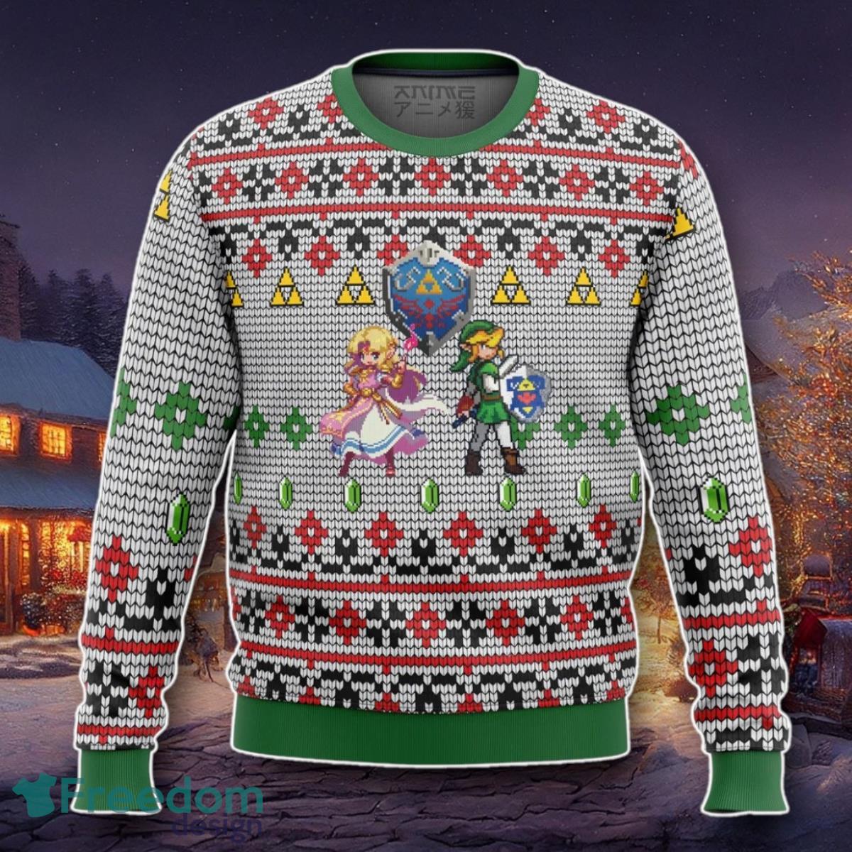 Zelda And Link Ugly Christmas Sweater A Luxurious Gift image Zelda And Link Ugly Christmas Sweater A Luxurious Gift Product Photo 1