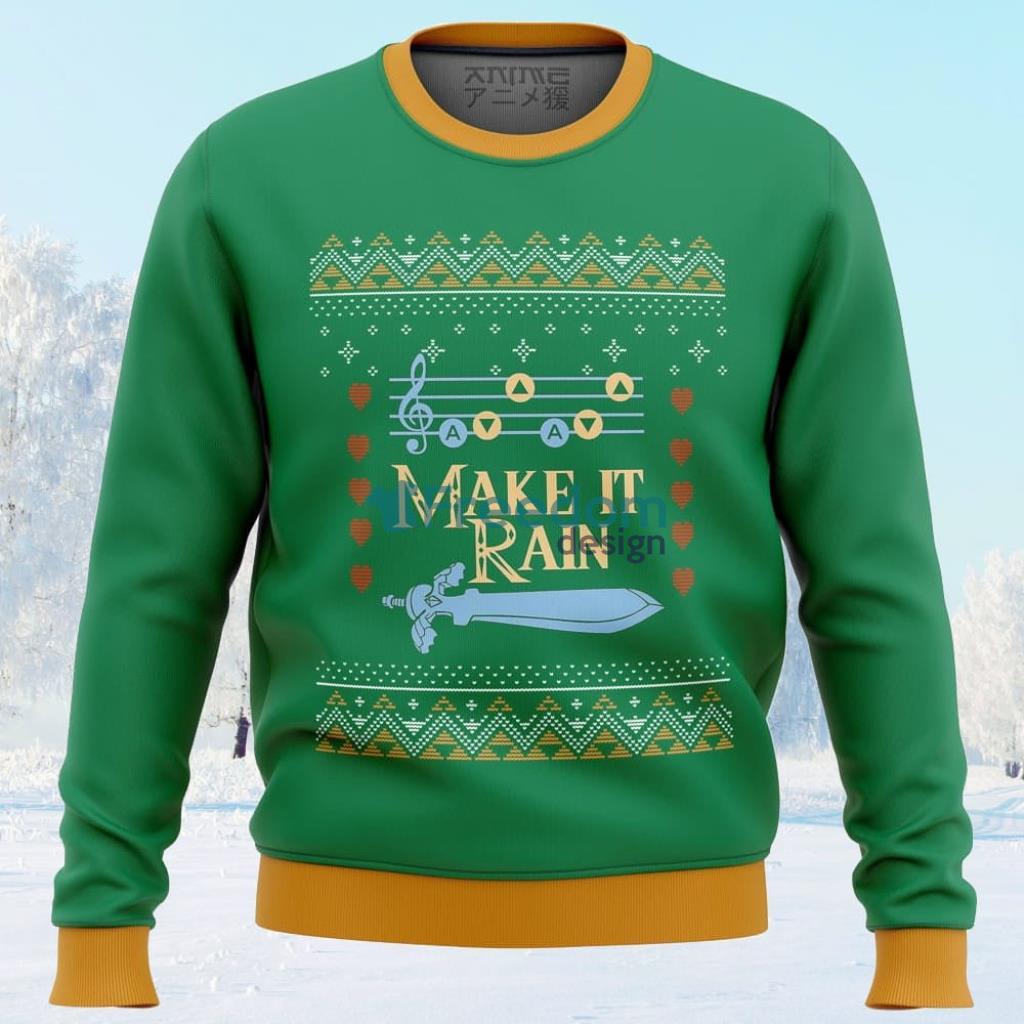 Zelda Make it Rain Ugly Christmas Sweater Gift For Men And Women image Zelda Make it Rain Ugly Christmas Sweater Gift For Men And Women Product Photo 1