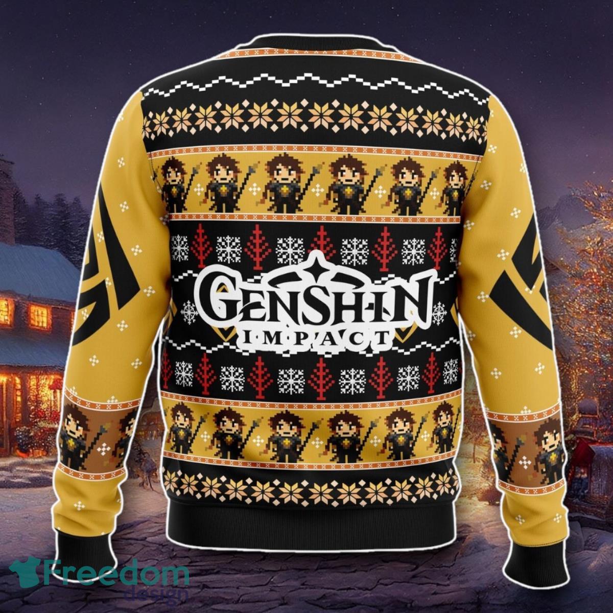 Zhongli Genshin Impact Ugly Christmas Sweater A Luxurious Gift image Zhongli Genshin Impact Ugly Christmas Sweater A Luxurious Gift Product Photo 2