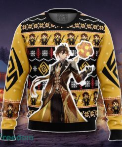 Zhongli Genshin Impact Ugly Christmas Sweater A Luxurious Gift