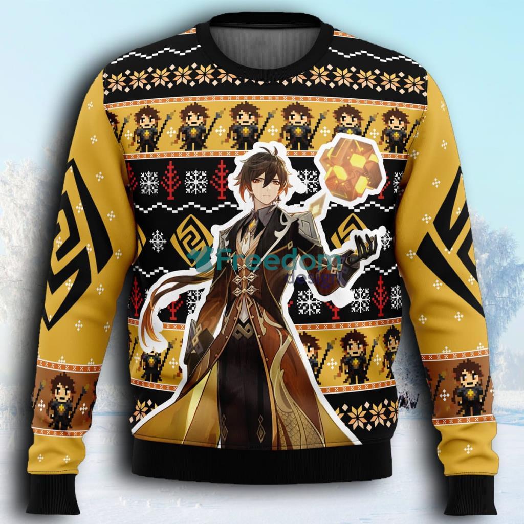 Zhongli Genshin Impact Ugly Christmas Sweaters 3D Super Hot image Zhongli Genshin Impact Ugly Christmas Sweaters 3D Super Hot Product Photo 1