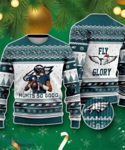 Jalen Hurts Philadelphia Eagles Hurts So Good Fly To Glory Ugly Christmas Sweater Best Gift