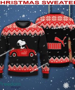 Snoopy Driving Car Puma Logo Ugly Xmas Sweater AOP For Men Women