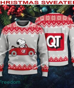 Snoopy Driving Car Quiktrip Logo Knitted Christmas 3D Sweater Gift Holidays