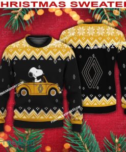 Snoopy Driving Car Renault Car Racing Logo Ugly Xmas Sweater Gift Holidays