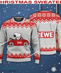 Snoopy Driving Car Rewe Logo Ugly Christmas Sweater AOP Gift For Adult