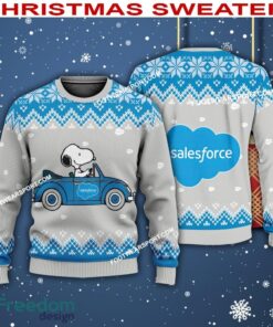 Snoopy Driving Car Salesforce Logo Ugly Christmas Sweater For Men Women