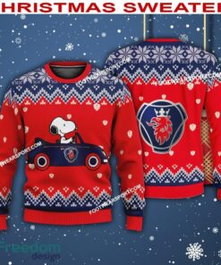 Snoopy Driving Car Scania Truck Logo Ugly Xmas Sweater For Men Women