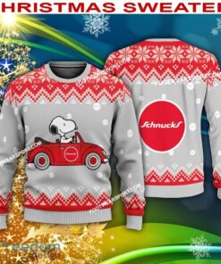Snoopy Driving Car Schnucks Logo Knitted Christmas 3D Sweater Gift Holidays