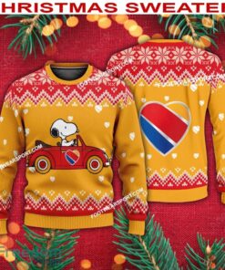 Snoopy Driving Car Southwest Airlines Logo Ugly Xmas 3D Sweater For Men Women