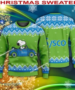 Snoopy Driving Car Sysco Logo Ugly Christmas Sweater For Men Women