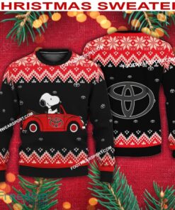 Snoopy Driving Car Toyota Supra Car Racing Logo Ugly Xmas Sweater AOP For Men Women
