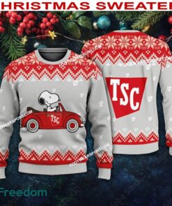 Snoopy Driving Car TRACTOR SUPPLY CO Logo Ugly Christmas Sweater Gift Holidays