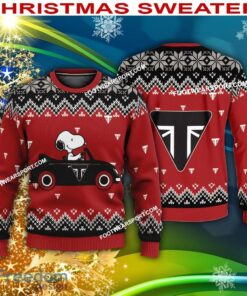 Snoopy Driving Car Triumph Motorcycle Logo Knitted Christmas 3D Sweater For Men Women