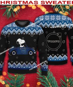 Snoopy Driving Car Volvo Car Racing Logo Ugly Christmas Sweater AOP For Men Women