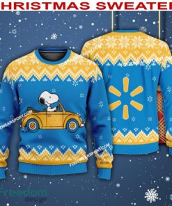 Snoopy Driving Car WALMART Logo Ugly Christmas Sweater Gift For Adult