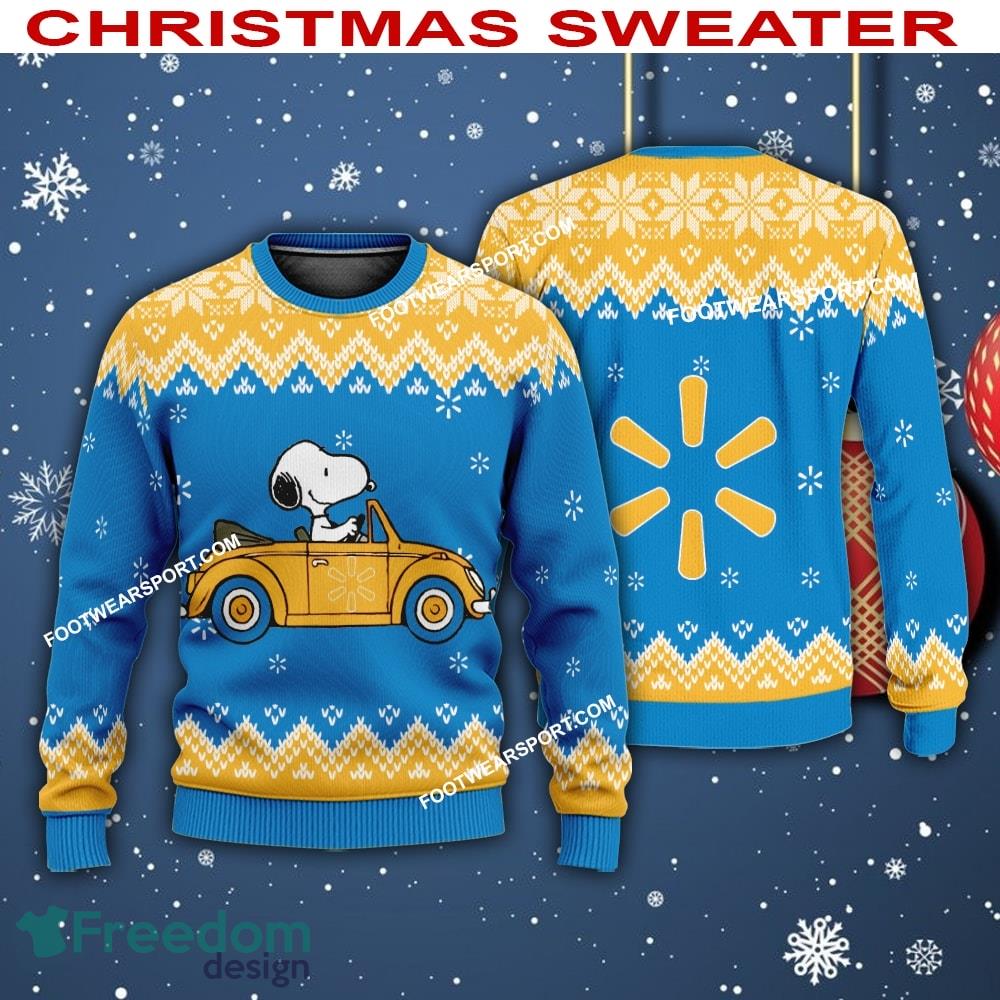 Snoopy Driving Car WALMART Logo Ugly Christmas Sweater Gift For Adult image Snoopy Driving Car WALMART Logo Ugly Christmas Sweater Gift For Adult - Snoopy Driving Car WALMART Logo Ugly Christmas Sweater Gift For Adult