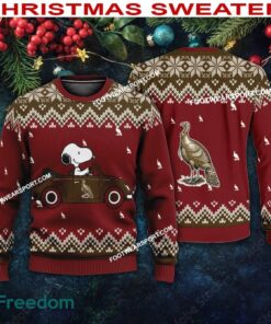 Snoopy Driving Car Wild Turkey Whiskey Logo Ugly Christmas Sweater Gift Holidays