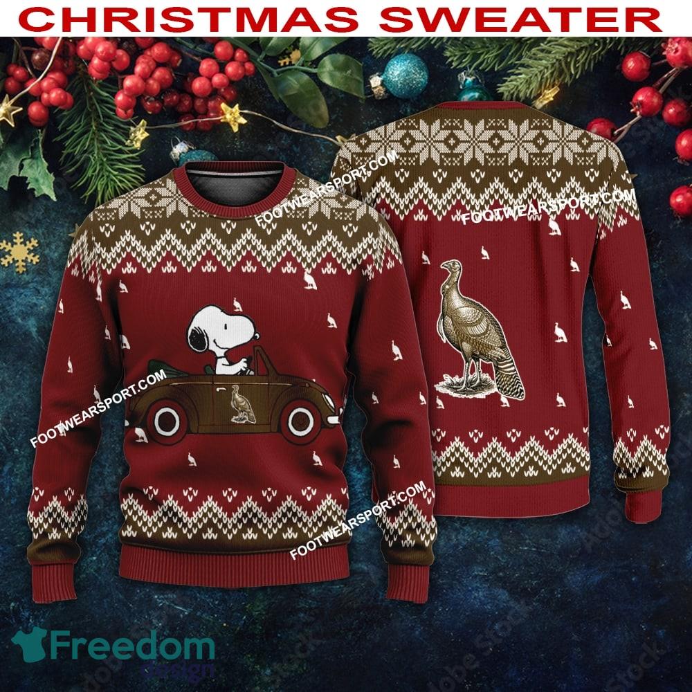 Snoopy Driving Car Wild Turkey Whiskey Logo Ugly Christmas Sweater Gift Holidays image Snoopy Driving Car Wild Turkey Whiskey Logo Ugly Christmas Sweater Gift Holidays - Snoopy Driving Car Wild Turkey Whiskey Logo Ugly Christmas Sweater Gift Holidays