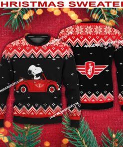 Snoopy Driving Car Zundapp Motorcycle Logo Ugly Christmas Sweater For Men Women